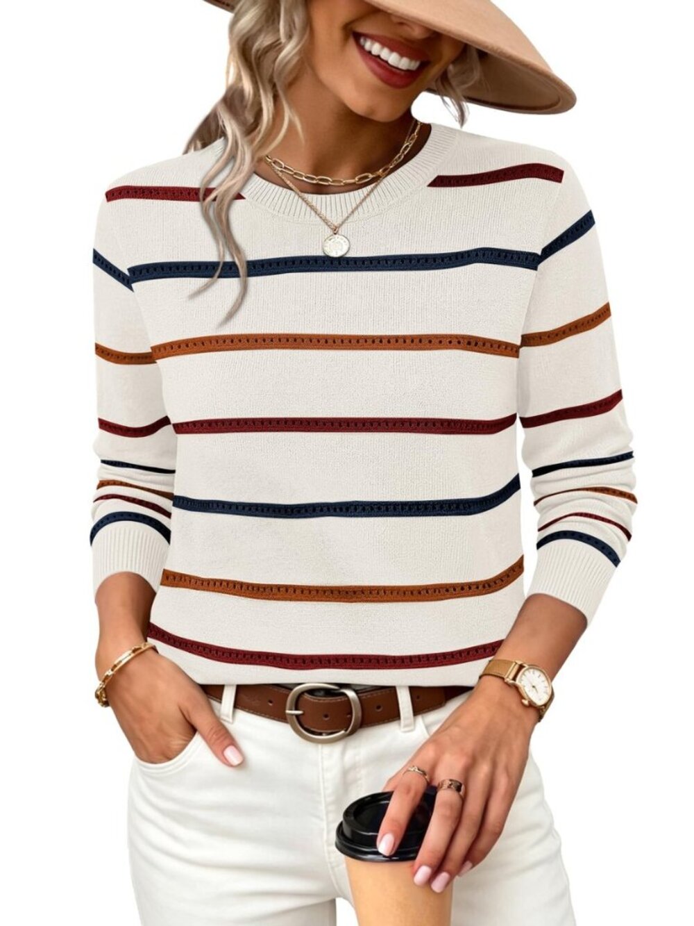 Fall Outfits for Women 2026 Hollow Out Knit Sweater Fashion Clothing
